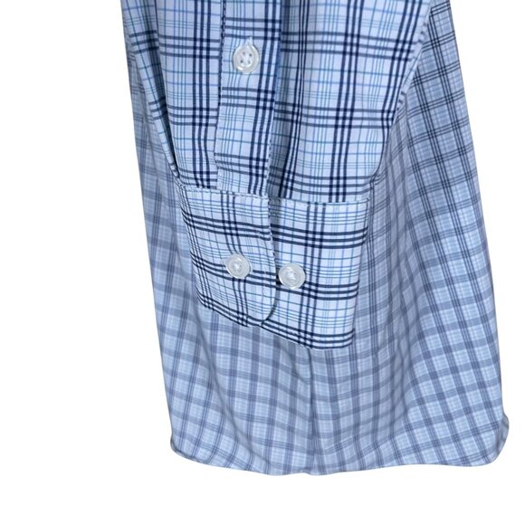 Haggar Men's Blue Plaid Classic Fit Long Sleeve Button Front Shirt 16 16.5 - Picture 5 of 8